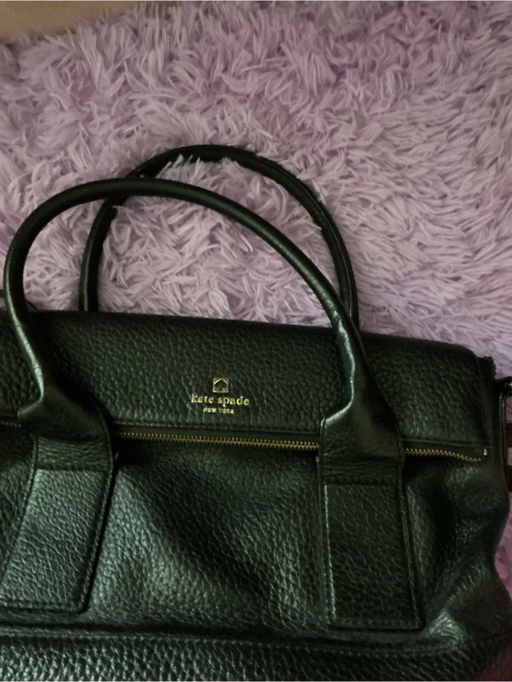 kate spade Black Pebbled Leather Satchel with Removable Strap